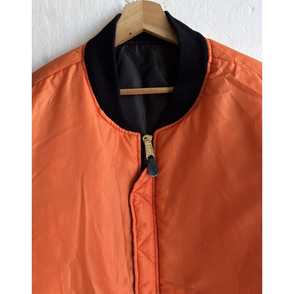 Rothco Boeing MA-1 Bomber Jacket Men’s 2XL Black Nylon MIL-J-6141 Orange - Picture 7 of 11